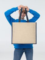 Холщовая сумка для покупок Bagari с синей отделкой — изображение 7