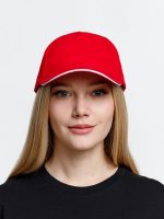 Бейсболка Long Beach, красная с белым — изображение 6