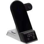Зарядная станция с часами E-Store для смартфона, часов и наушников, черная — изображение 2