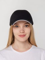 Бейсболка Canopy, черная с белым кантом — изображение 8