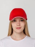 Бейсболка Canopy, красная с белым кантом — изображение 5