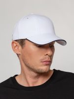 Бейсболка Canopy, белая с темно-синим кантом — изображение 8