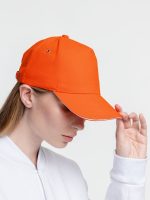 Бейсболка Classic, оранжевая с белым кантом — изображение 9
