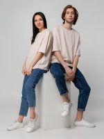 Футболка унисекс оверсайз Street Vibes, бежевая — изображение 12