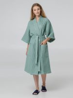 Халат вафельный женский Boho Kimono, зеленая мята — изображение 6