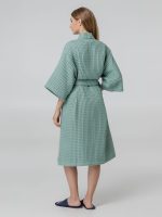 Халат вафельный женский Boho Kimono, зеленая мята — изображение 7
