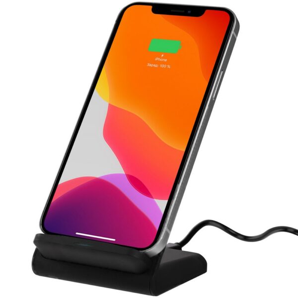 Беспроводное зарядное устройство с быстрой зарядкой Overtop, белое с логотипом СПб - фото № 1