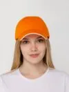 Бейсболка Canopy, оранжевая с белым кантом с логотипом СПб - фото № 5