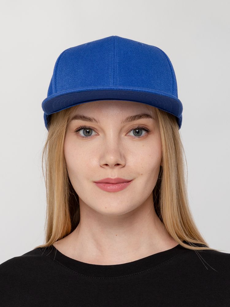Бейсболка Snapback с прямым козырьком, ярко-синяя с логотипом СПб - фото № 4