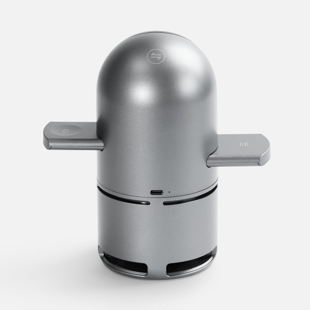 Bluetooth-колонка с беспроводной зарядкой Droid, серая с логотипом СПб - фото № 4