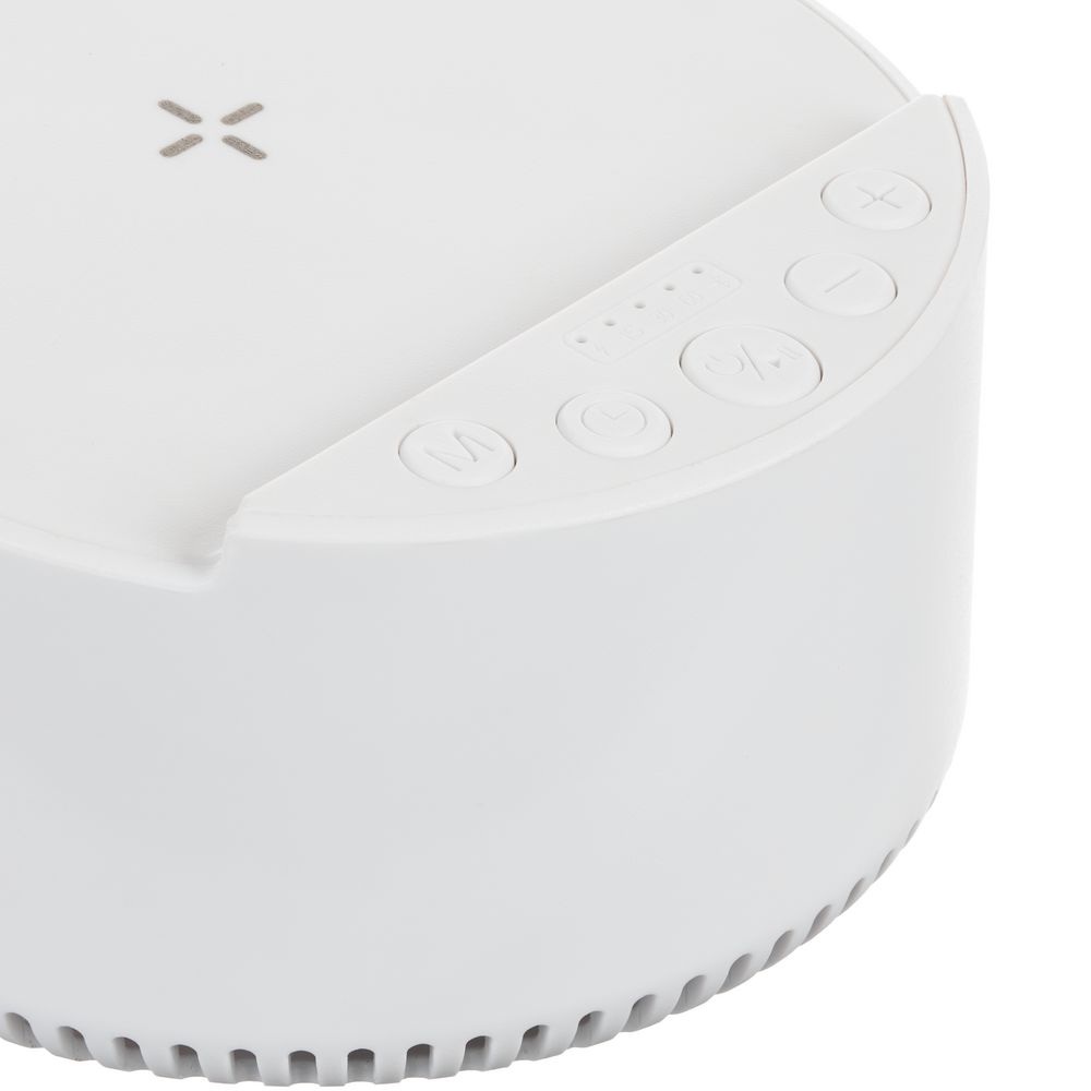 Bluetooth-колонка с беспроводной зарядкой relaxTime, белая с логотипом СПб - фото № 5