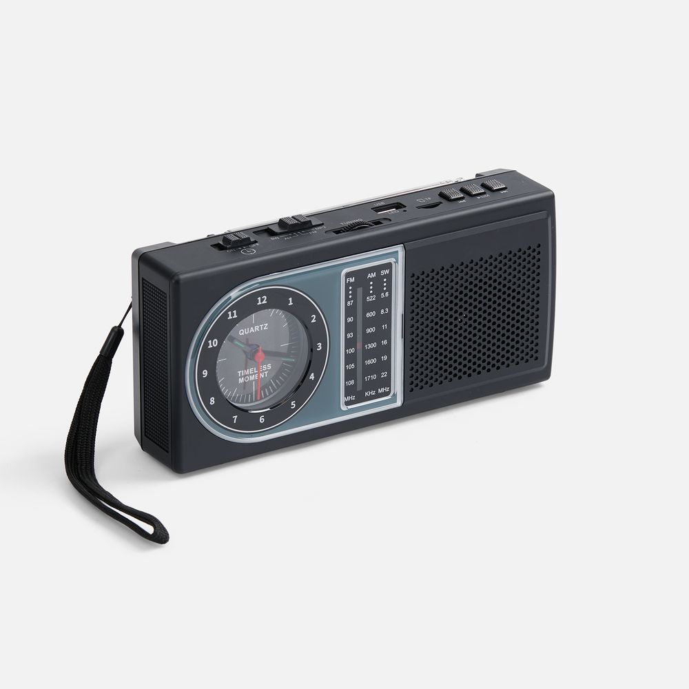 Bluetooth-колонка с радио Comradio, черная с логотипом СПб - фото № 1