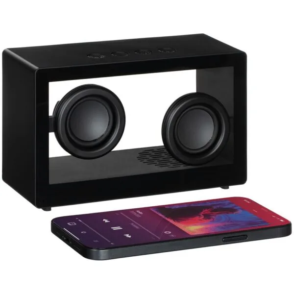Bluetooth-колонка со светомузыкой Sensofonic, черная с логотипом СПб - фото № 1