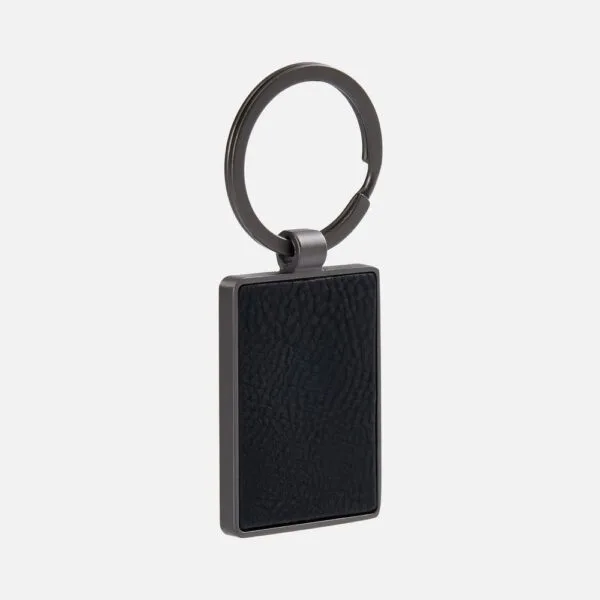 Брелок Gun Metal Leather Rectangle, графитовый с логотипом СПб - фото № 1