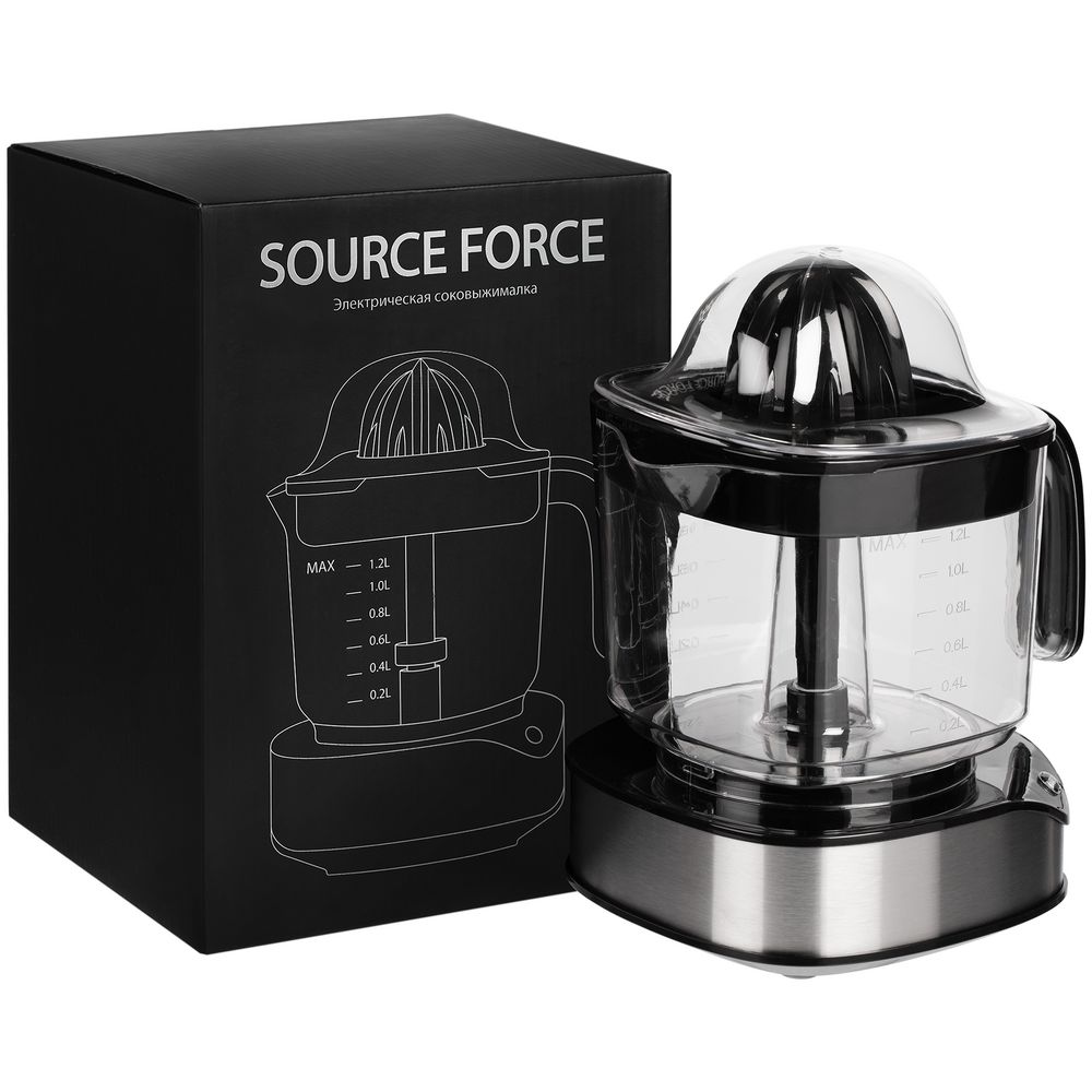 Электрическая соковыжималка для цитрусовых Source Force, серебристо-черная с логотипом СПб - фото № 4