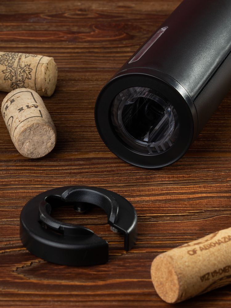 Электрический штопор с ножом для фольги Wine Crime, черный с логотипом СПб - фото № 4