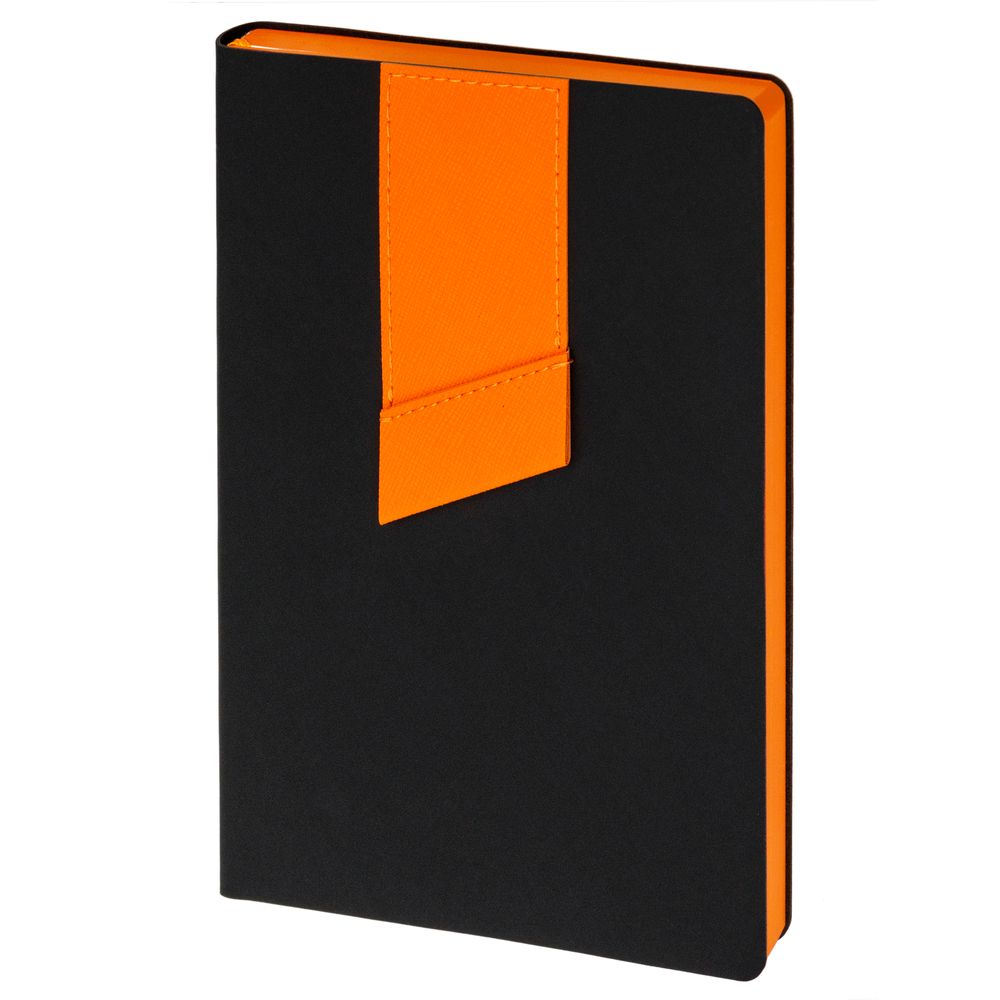 Ежедневник Bookmark, недатированный, черный с оранжевым с логотипом СПб - фото № 1
