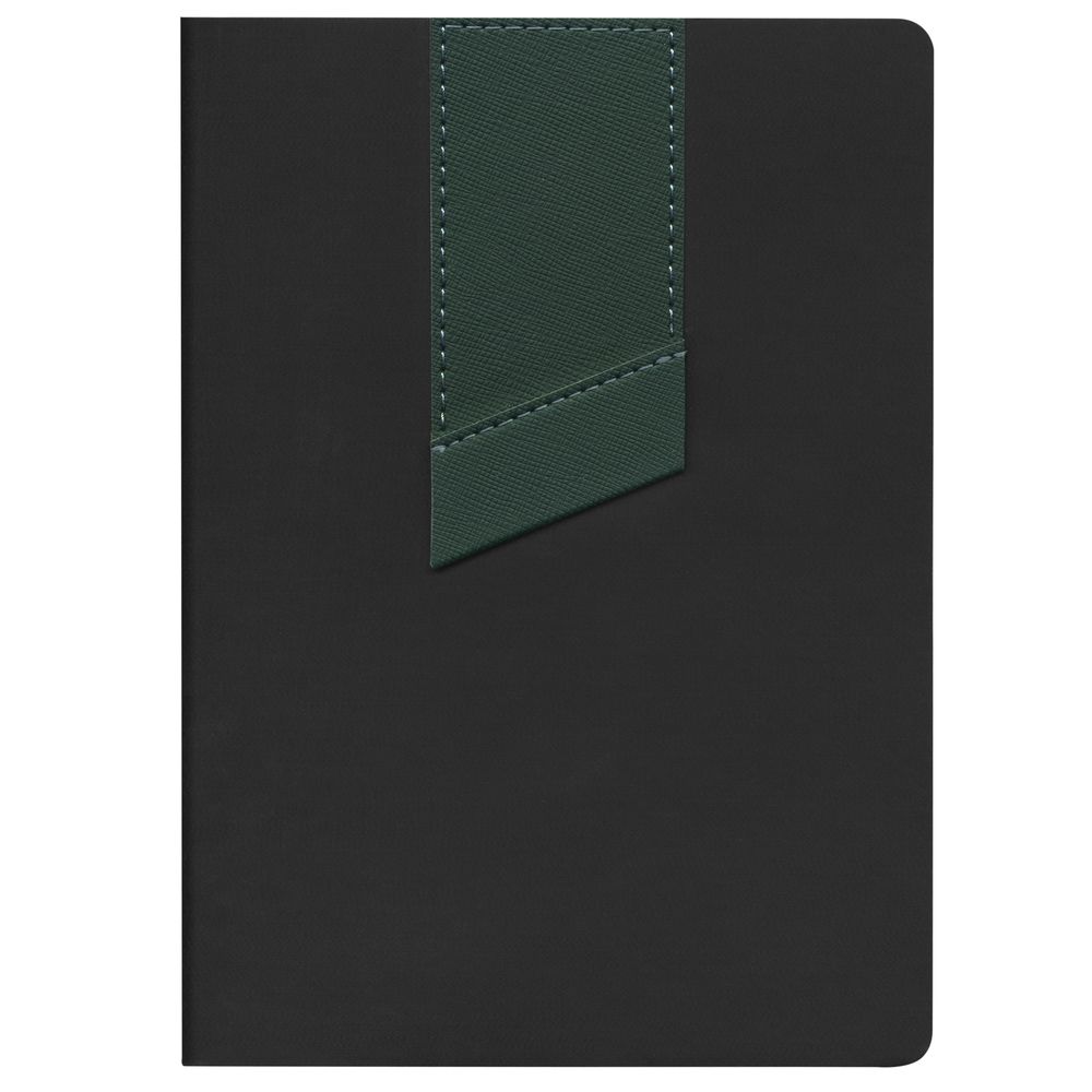 Ежедневник Bookmark, недатированный, черный с зеленым с логотипом СПб - фото № 2