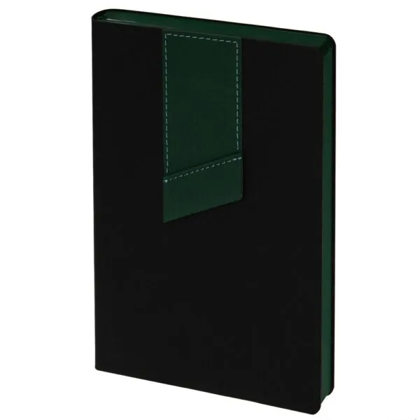 Ежедневник Bookmark, недатированный, черный с зеленым с логотипом СПб - фото № 1