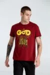 Футболка A God is High, гранатово-красная с логотипом СПб - фото № 1