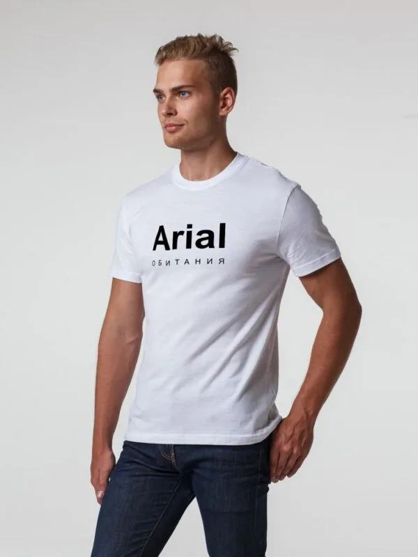 Футболка Arial обитания, белая с логотипом СПб - фото № 1