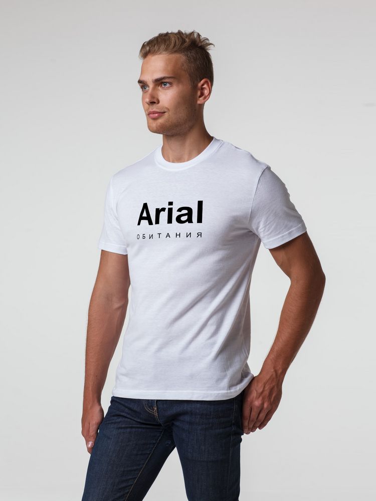 Футболка Arial обитания, белая с логотипом СПб - фото № 1