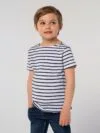 Футболка детская Miles Kids белая с темно-синим с логотипом СПб - фото № 2