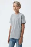 Футболка детская Regent Fit Kids, серый меланж с логотипом СПб - фото № 4