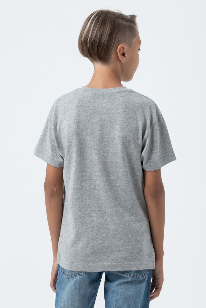 Футболка детская Regent Fit Kids, серый меланж с логотипом СПб - фото № 5