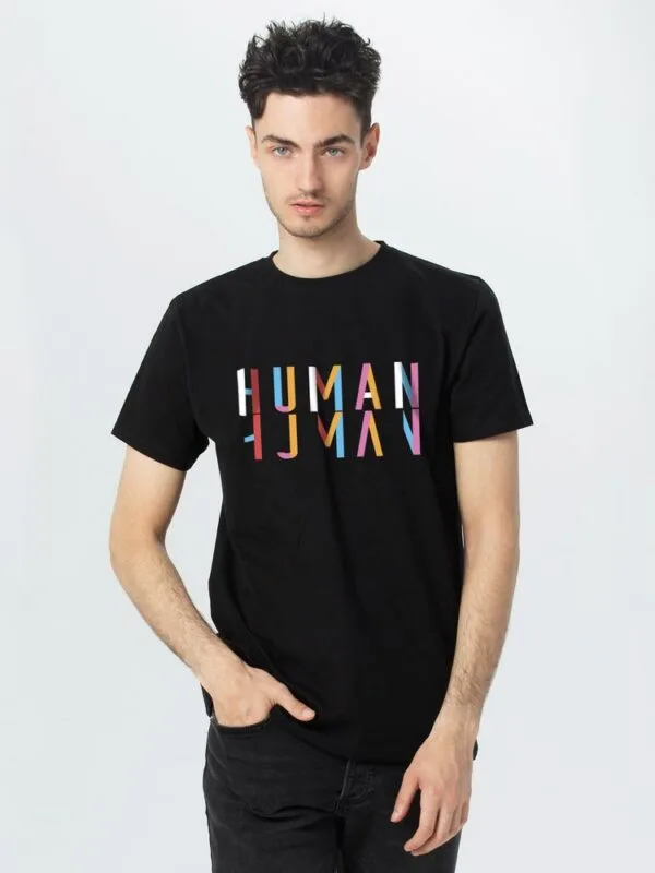 Футболка Human, черная с логотипом СПб - фото № 1