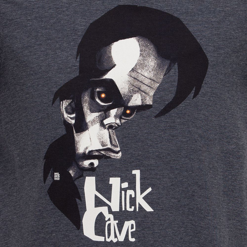 Футболка «Меламед. Nick Cave», темно-синий меланж с логотипом СПб - фото № 3