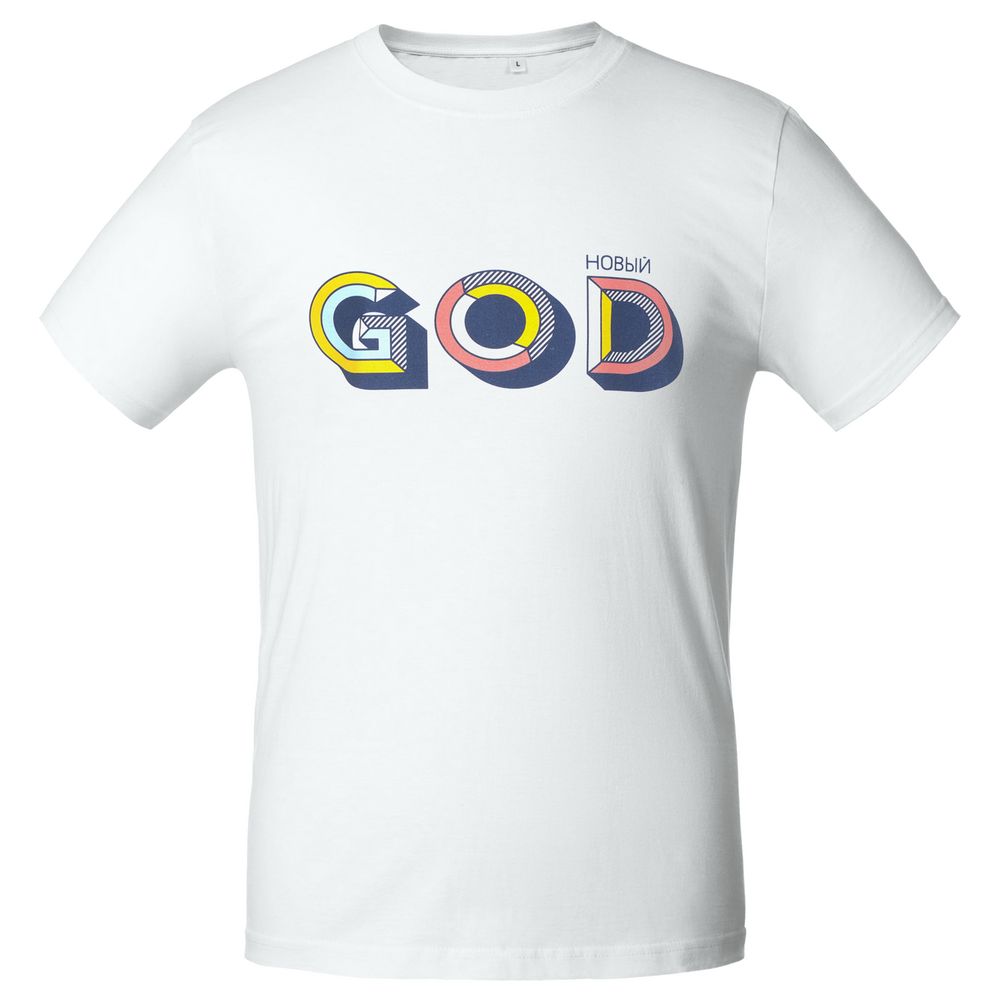 Футболка мужская «Новый GOD», белая с логотипом СПб - фото № 2