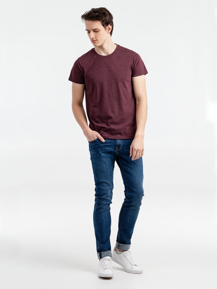 Футболка мужская Regent Fit 150, бордовый меланж с логотипом СПб - фото № 4