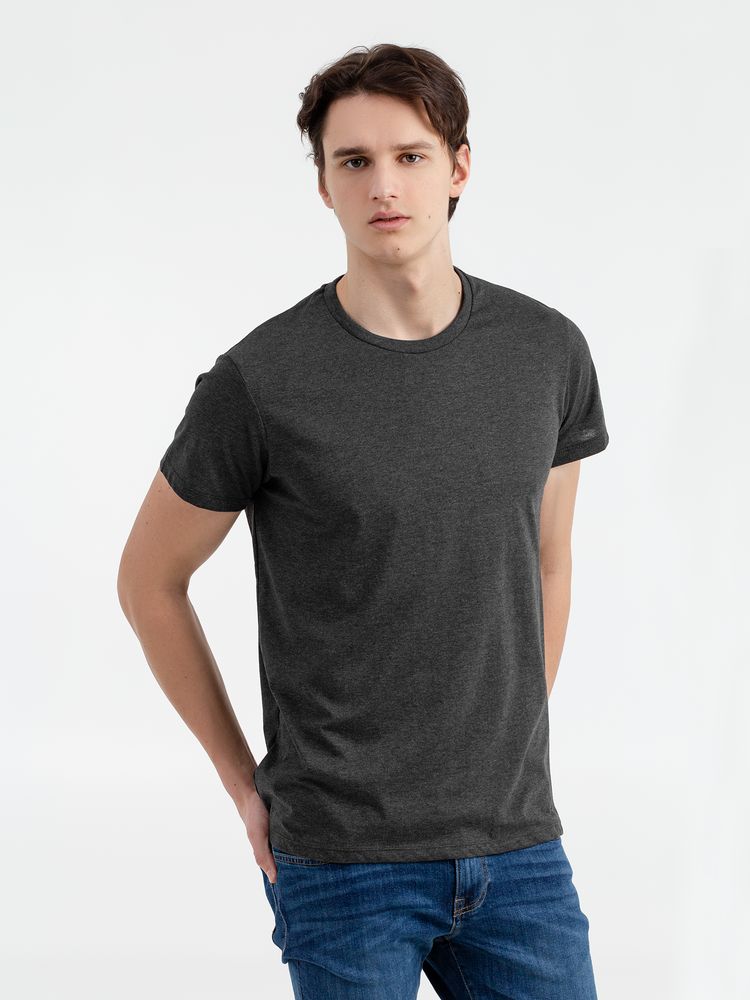 Футболка мужская Regent Fit 150, черный меланж с логотипом СПб - фото № 2