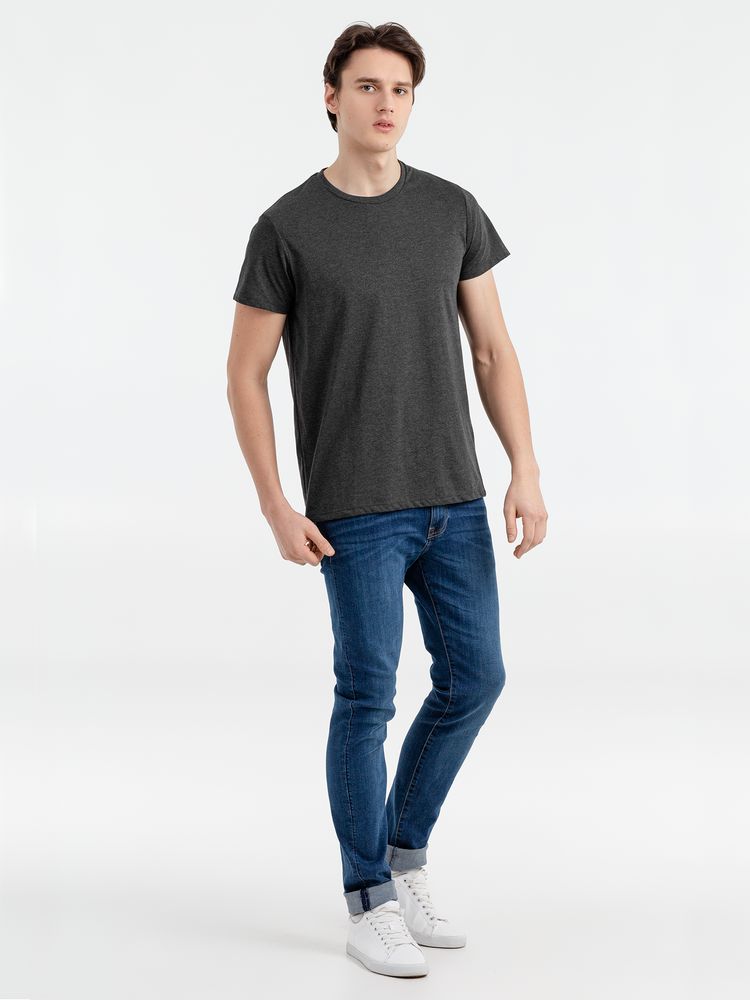 Футболка мужская Regent Fit 150, черный меланж с логотипом СПб - фото № 4