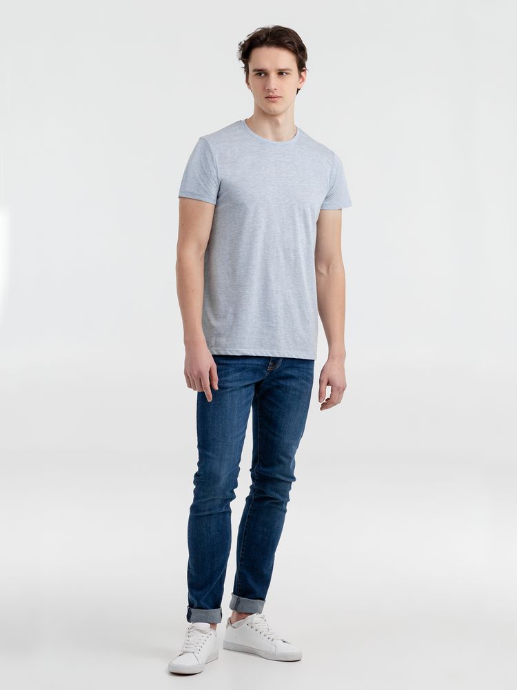 Футболка мужская Regent Fit 150, голубой меланж с логотипом СПб - фото № 4