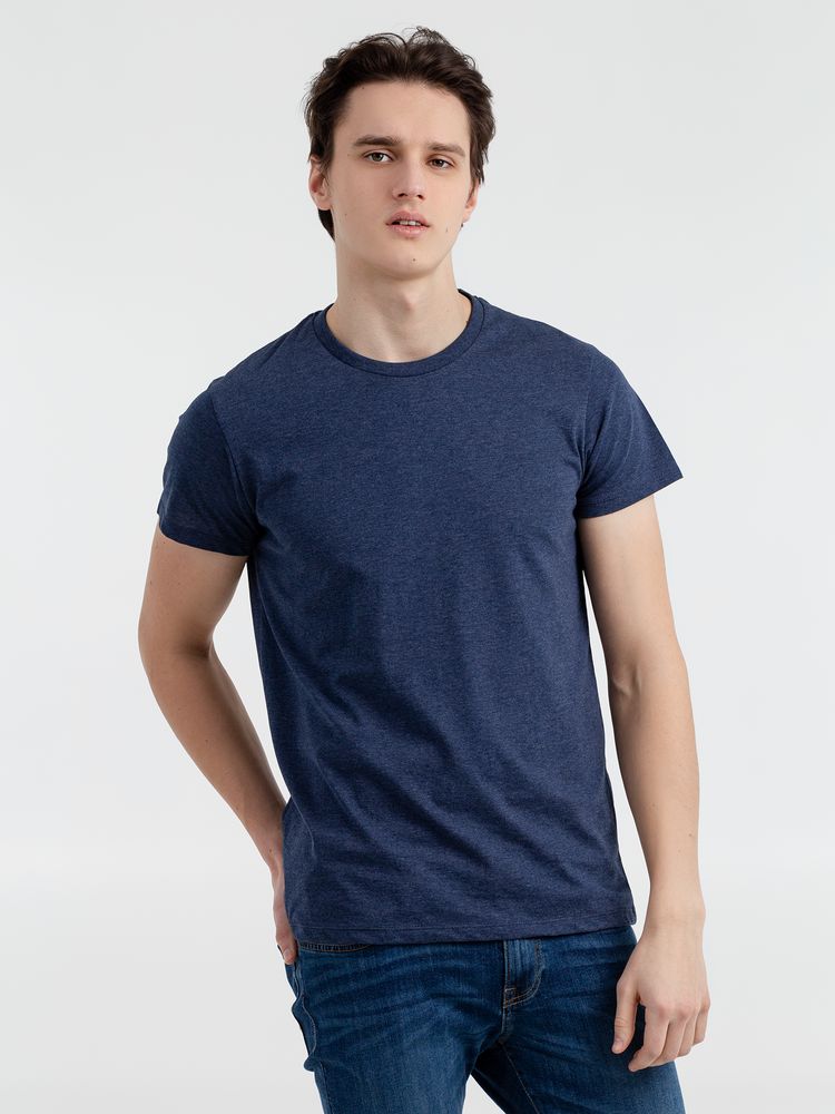 Футболка мужская Regent Fit 150, синий меланж с логотипом СПб - фото № 2