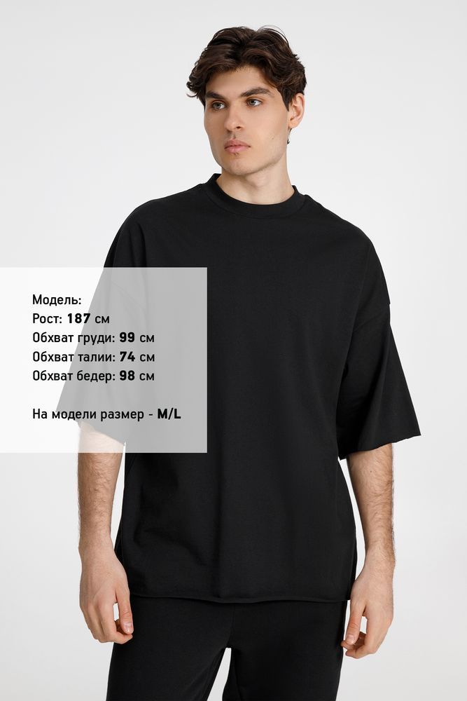 Футболка оверсайз унисекс T9, черная с логотипом СПб - фото № 5