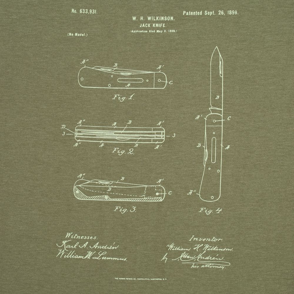 Футболка приталенная Old Patents. Knife, меланж хаки с логотипом СПб - фото № 3
