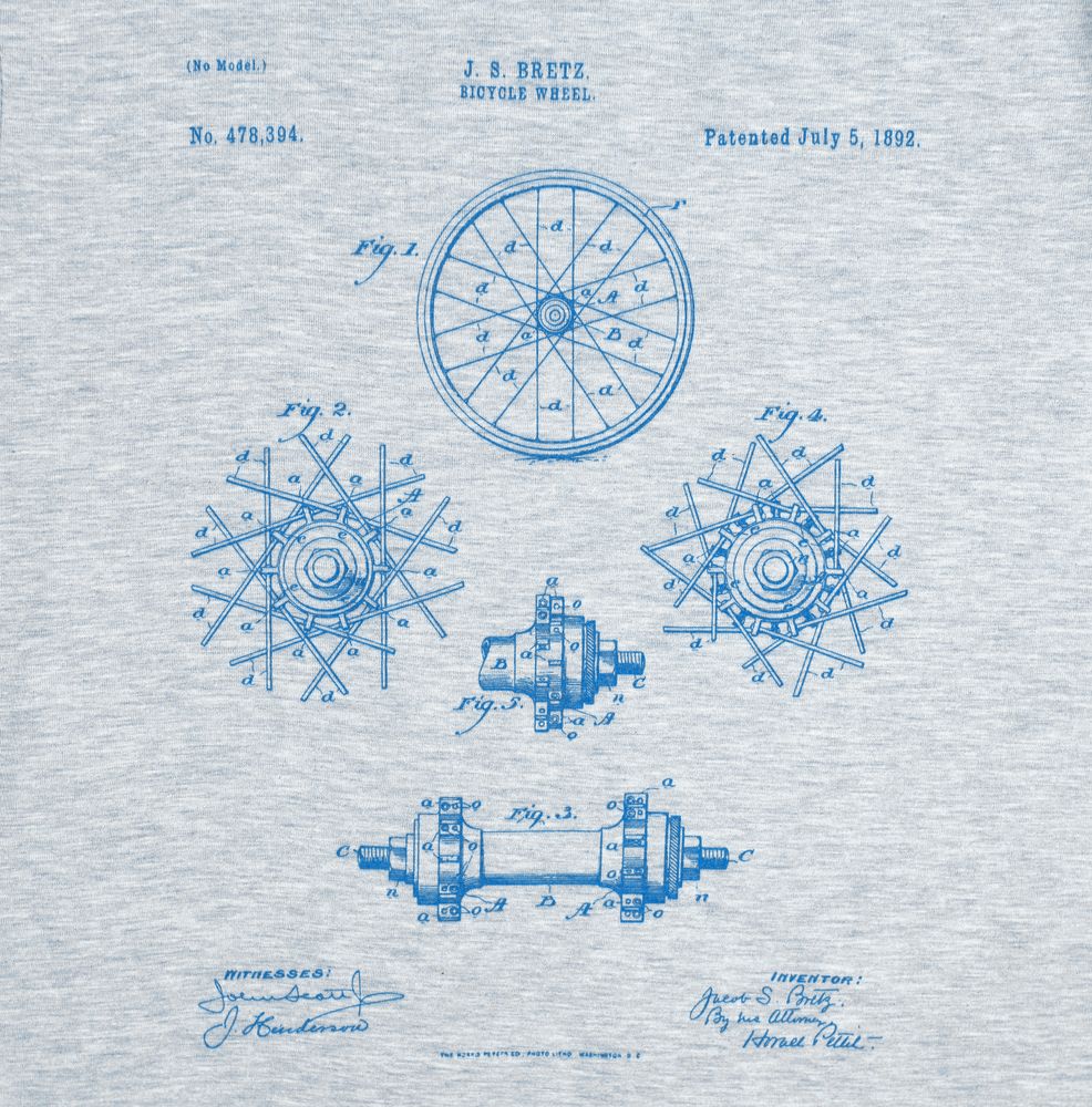 Футболка приталенная Old Patents. Wheel, голубой меланж с логотипом СПб - фото № 3