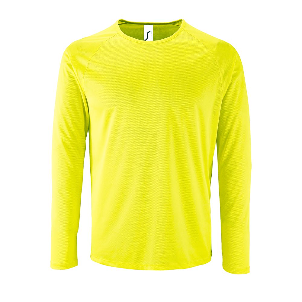Футболка с длинным рукавом Sporty LSL Men желтый неон с логотипом СПб - фото № 1
