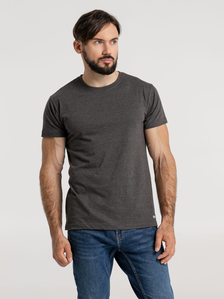 Футболка унисекс Firm Wear, черный меланж с логотипом СПб - фото № 1