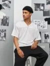 Футболка унисекс Nino с V-образным вырезом, белая с логотипом СПб - фото № 5