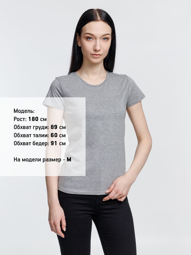 Футболка женская Pioneer Women, серый меланж с логотипом СПб - фото № 4
