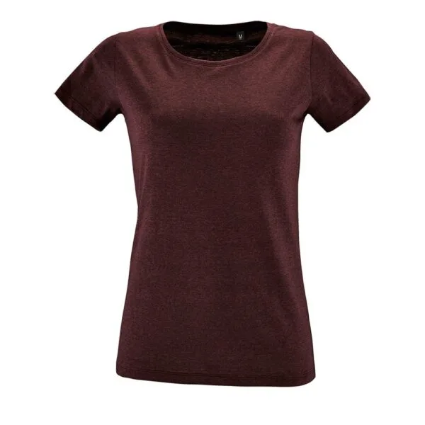 Футболка женская Regent Fit Women, бордовый меланж с логотипом СПб - фото № 1