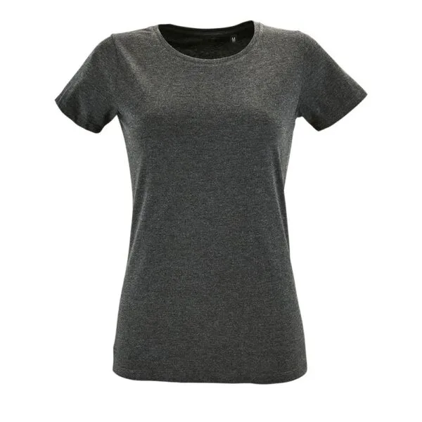 Футболка женская Regent Fit Women, черный меланж с логотипом СПб - фото № 1