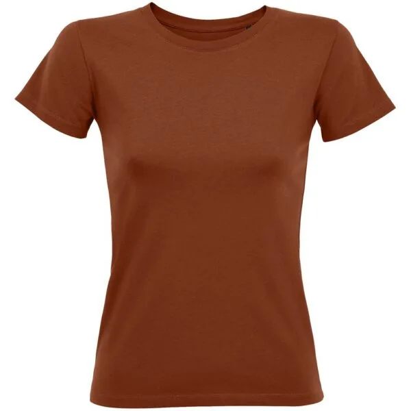 Футболка женская Regent Fit Women, коричневая (терракотовая) с логотипом СПб - фото № 1