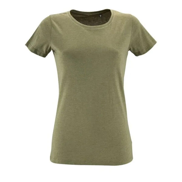 Футболка женская Regent Fit Women, меланж хаки с логотипом СПб - фото № 1