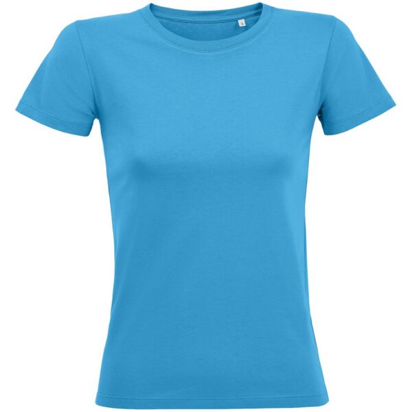 Футболка женская Regent Fit Women, ярко-бирюзовая с логотипом СПб - фото № 1