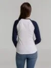 Футболка женская с длинным рукавом Milky Lsl, белая с темно-синим с логотипом СПб - фото № 5